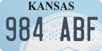 KS license plate 984ABF
