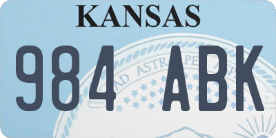 KS license plate 984ABK