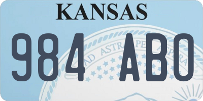 KS license plate 984ABO