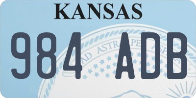 KS license plate 984ADB