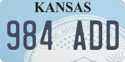 KS license plate 984ADD