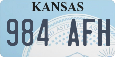 KS license plate 984AFH