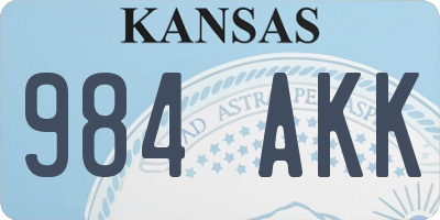 KS license plate 984AKK