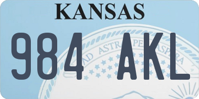 KS license plate 984AKL