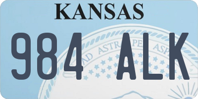 KS license plate 984ALK