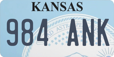 KS license plate 984ANK