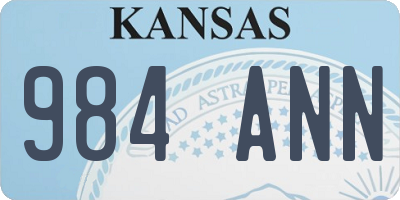 KS license plate 984ANN