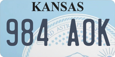 KS license plate 984AOK