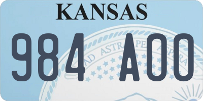 KS license plate 984AOO