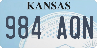KS license plate 984AQN