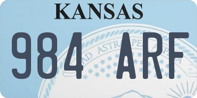 KS license plate 984ARF