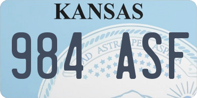 KS license plate 984ASF