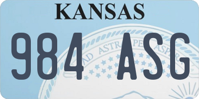 KS license plate 984ASG