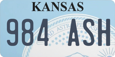 KS license plate 984ASH