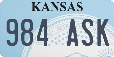KS license plate 984ASK