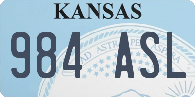 KS license plate 984ASL