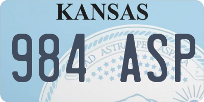 KS license plate 984ASP