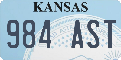 KS license plate 984AST
