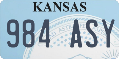 KS license plate 984ASY