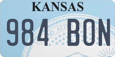 KS license plate 984BON