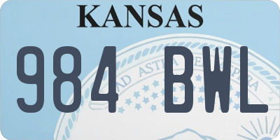 KS license plate 984BWL