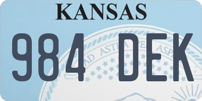 KS license plate 984DEK