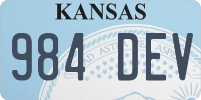 KS license plate 984DEV