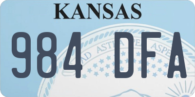 KS license plate 984DFA