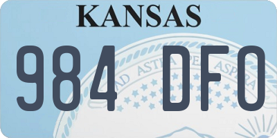 KS license plate 984DFO