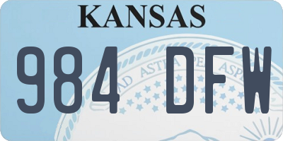 KS license plate 984DFW