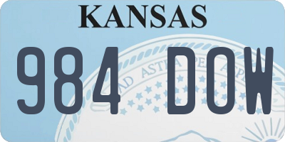 KS license plate 984DOW