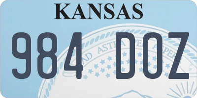KS license plate 984DOZ