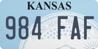 KS license plate 984FAF