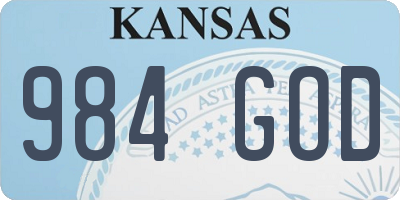 KS license plate 984GOD