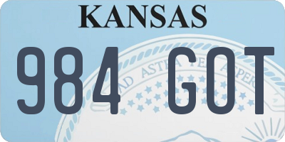 KS license plate 984GOT
