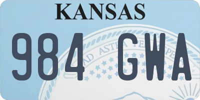 KS license plate 984GWA