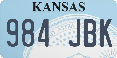 KS license plate 984JBK