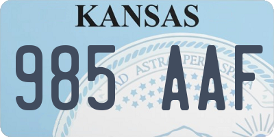 KS license plate 985AAF