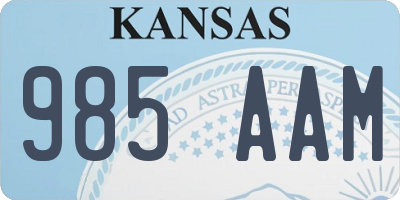 KS license plate 985AAM