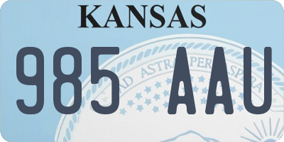 KS license plate 985AAU