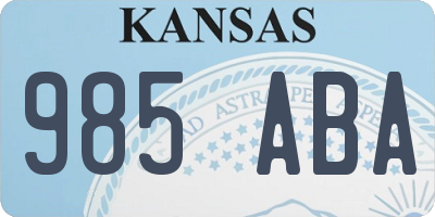 KS license plate 985ABA