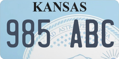 KS license plate 985ABC