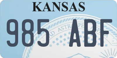 KS license plate 985ABF