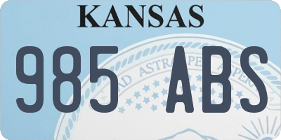 KS license plate 985ABS