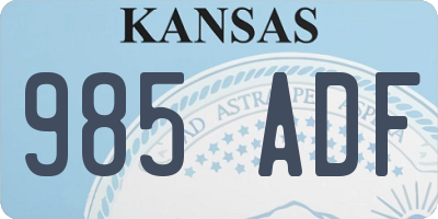 KS license plate 985ADF