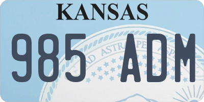 KS license plate 985ADM