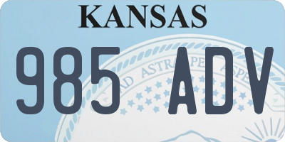 KS license plate 985ADV