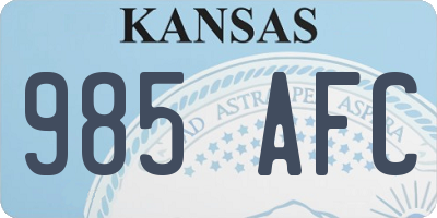 KS license plate 985AFC