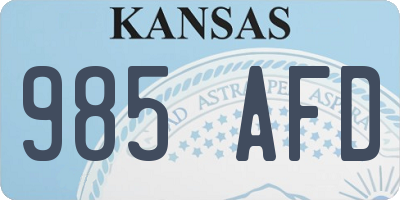 KS license plate 985AFD