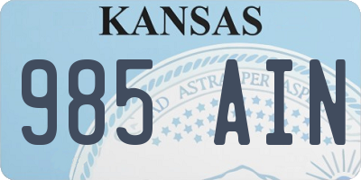 KS license plate 985AIN